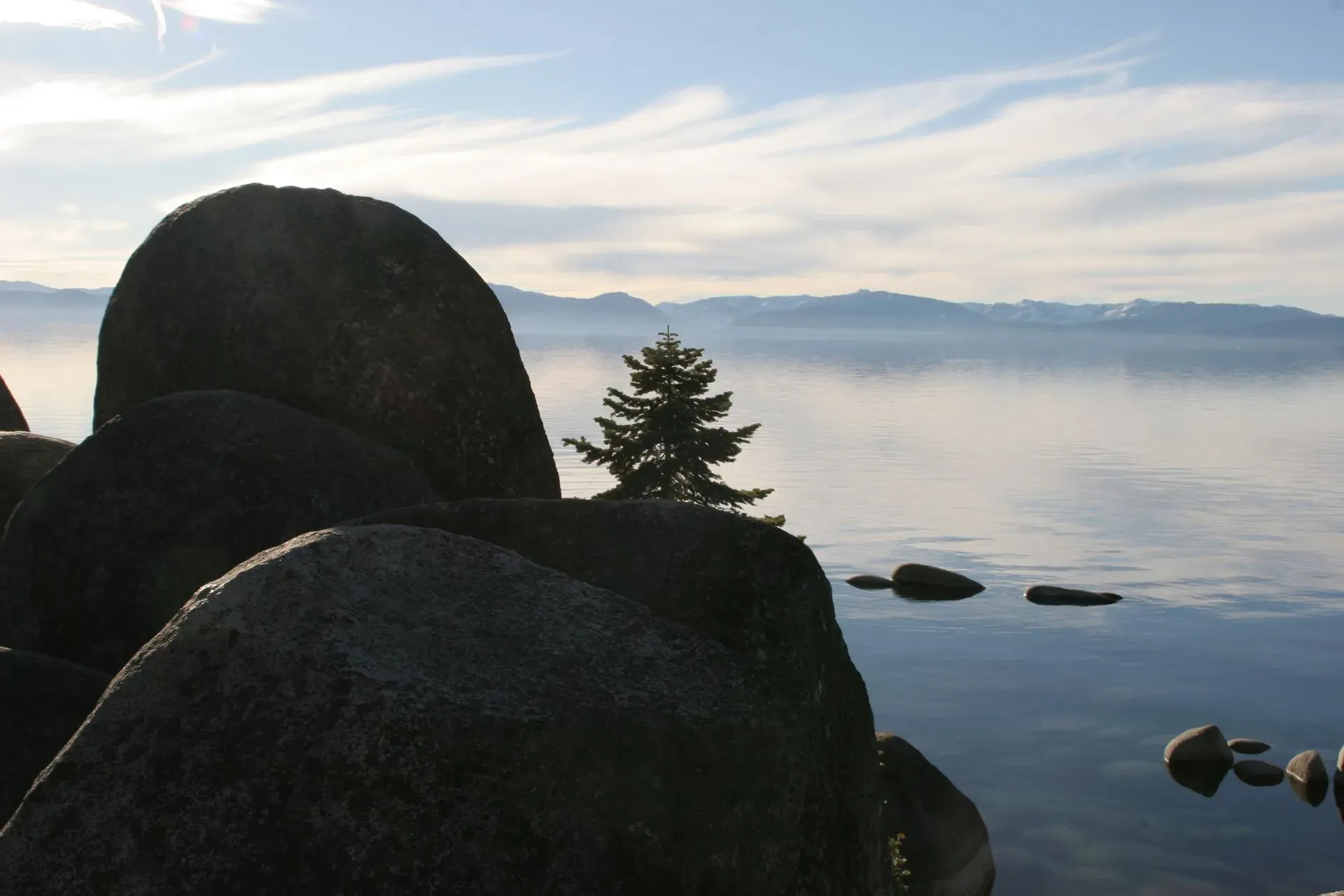 Rock, tree, and lake landscape fine art photography print